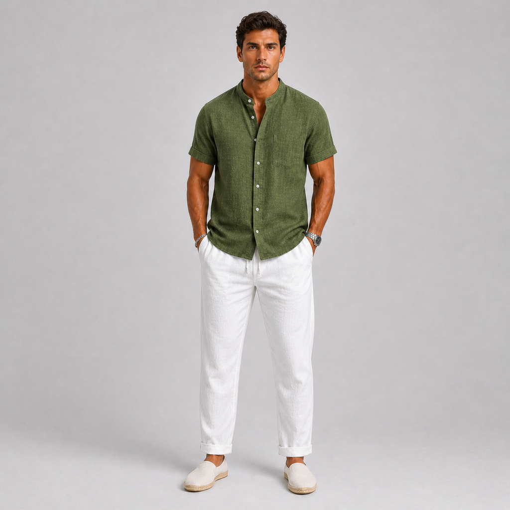 Men's Linen Set – Shirt & Trousers Two-Piece Summer Outfit