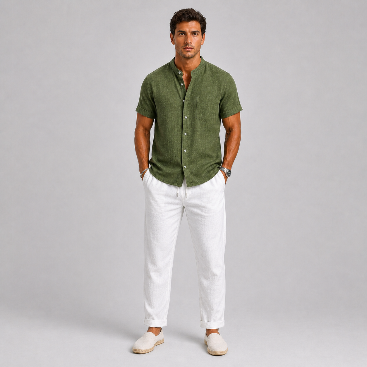 Men's Linen Set – Shirt & Trousers Two-Piece Summer Outfit