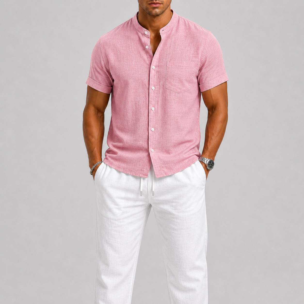 Men's Linen Set – Shirt & Trousers Two-Piece Summer Outfit