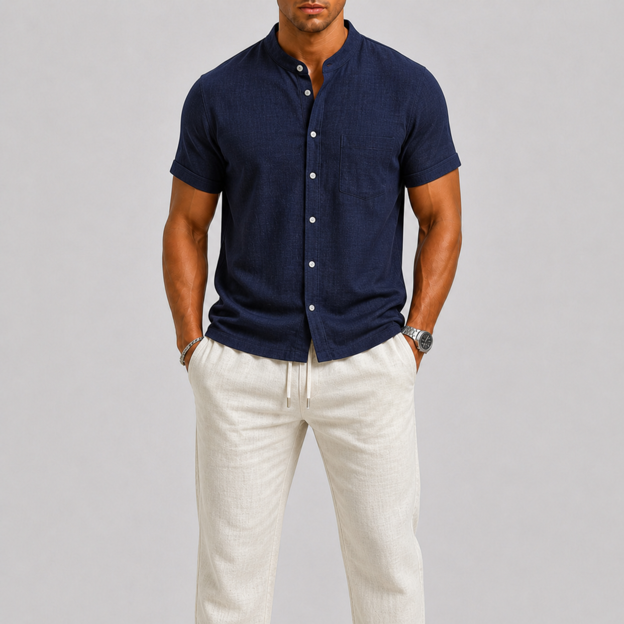 Men's Linen Set – Shirt & Trousers Two-Piece Summer Outfit