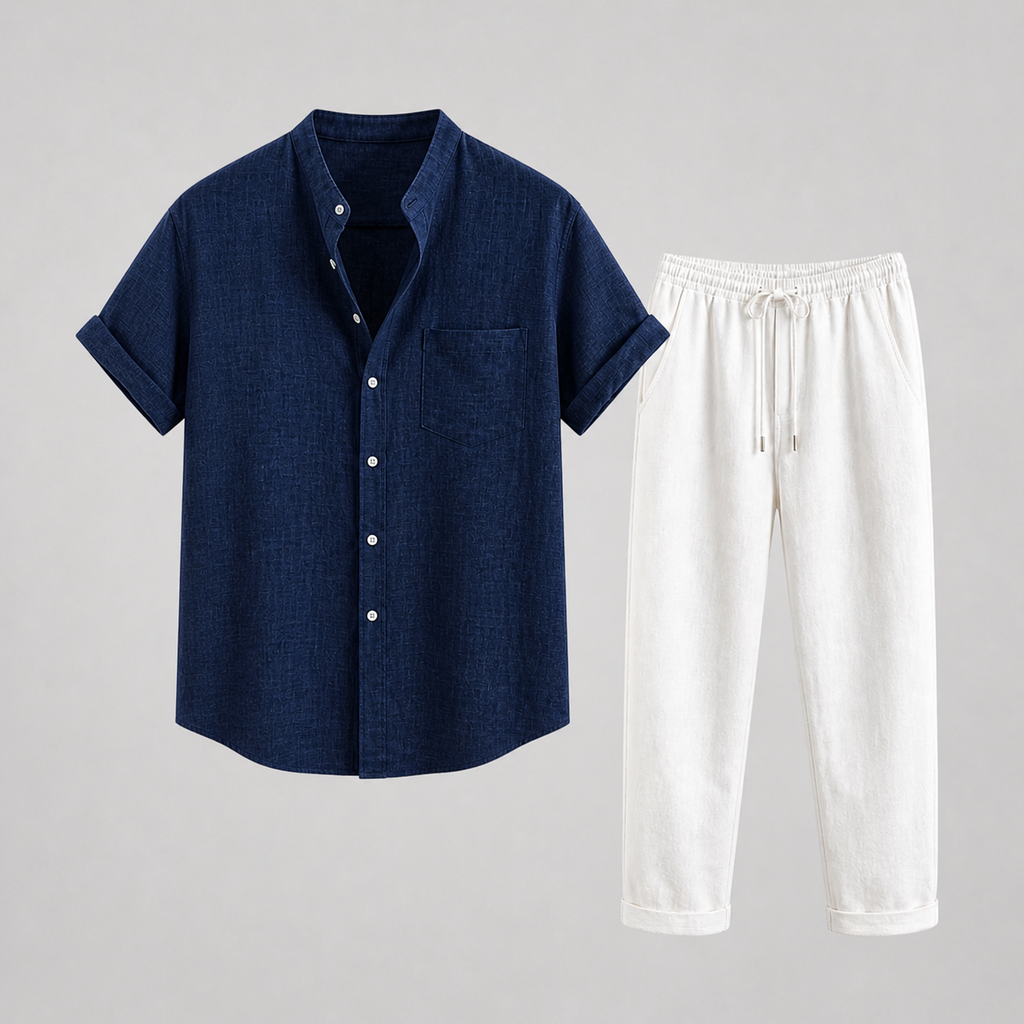 Men's Linen Set – Shirt & Trousers Two-Piece Summer Outfit