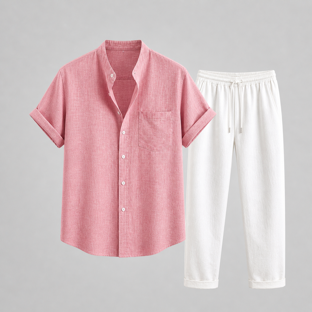 Men's Linen Set – Shirt & Trousers Two-Piece Summer Outfit