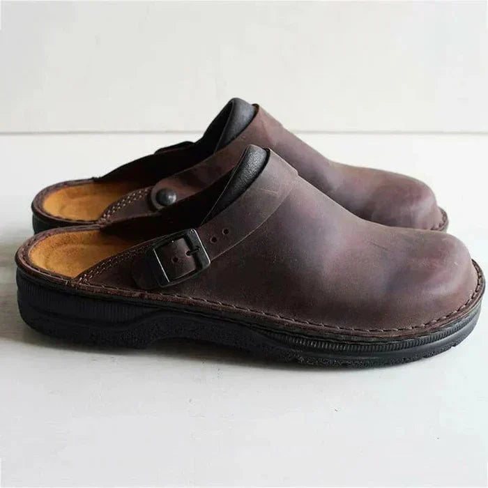 Women's Leather Slip-On Comfort Shoes – Supportive Cushioned Everyday Flats