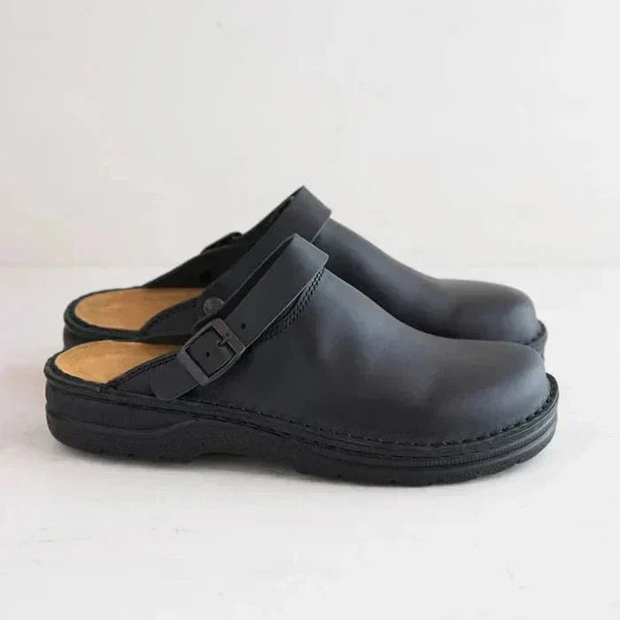 Women's Leather Slip-On Comfort Shoes – Supportive Cushioned Everyday Flats
