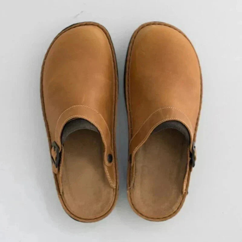 Women's Leather Slip-On Comfort Shoes – Supportive Cushioned Everyday Flats