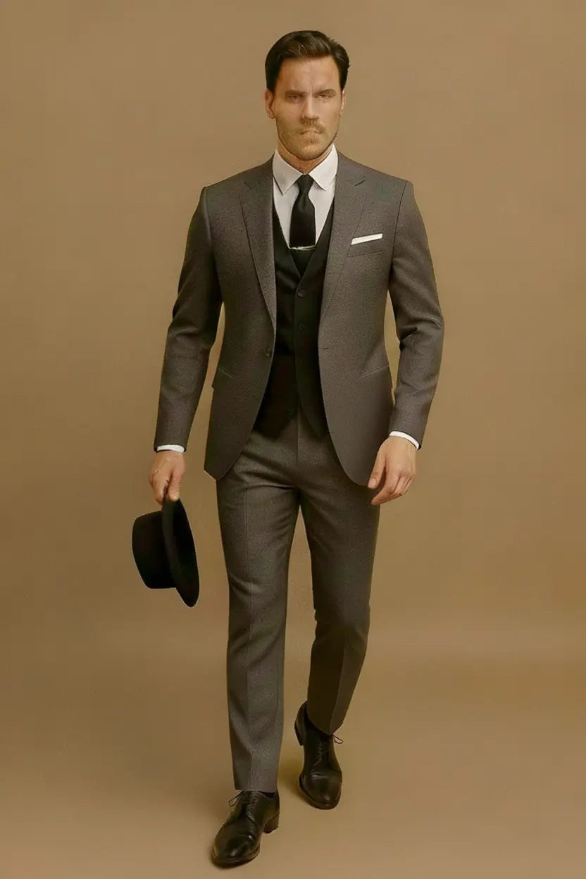 Men's Three-Piece Suit – Slim-Fit Blazer, Waistcoat & Trousers for Weddings & Business