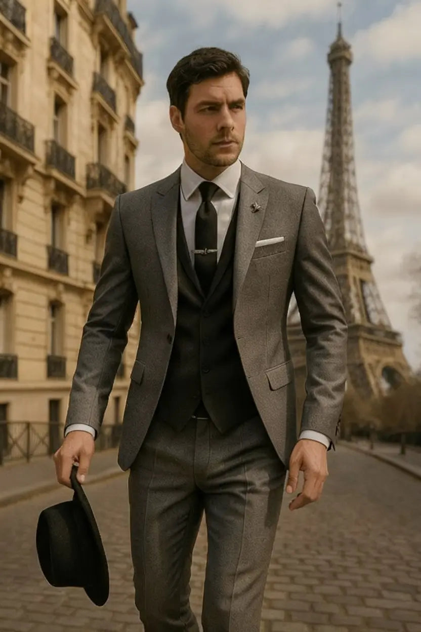 Men's Three-Piece Suit – Slim-Fit Blazer, Waistcoat & Trousers for Weddings & Business