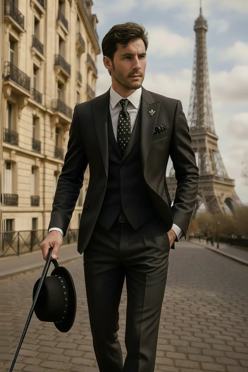 Men's Three-Piece Suit – Slim-Fit Blazer, Waistcoat & Trousers for Weddings & Business