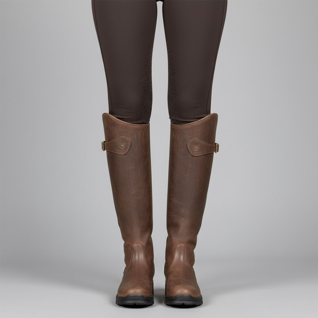 Women's Leather Riding Boots – Supportive Comfort Knee-High Outdoor Boots