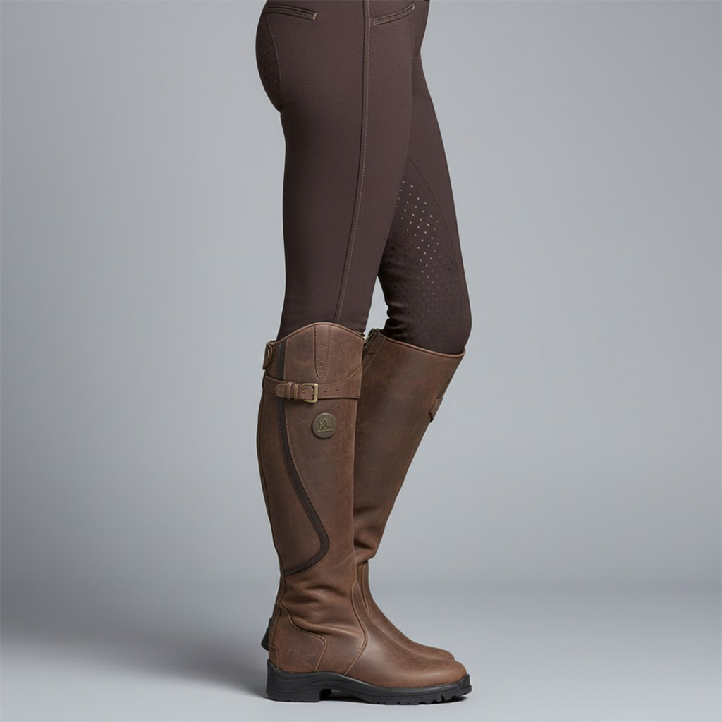 Women's Leather Riding Boots – Supportive Comfort Knee-High Outdoor Boots
