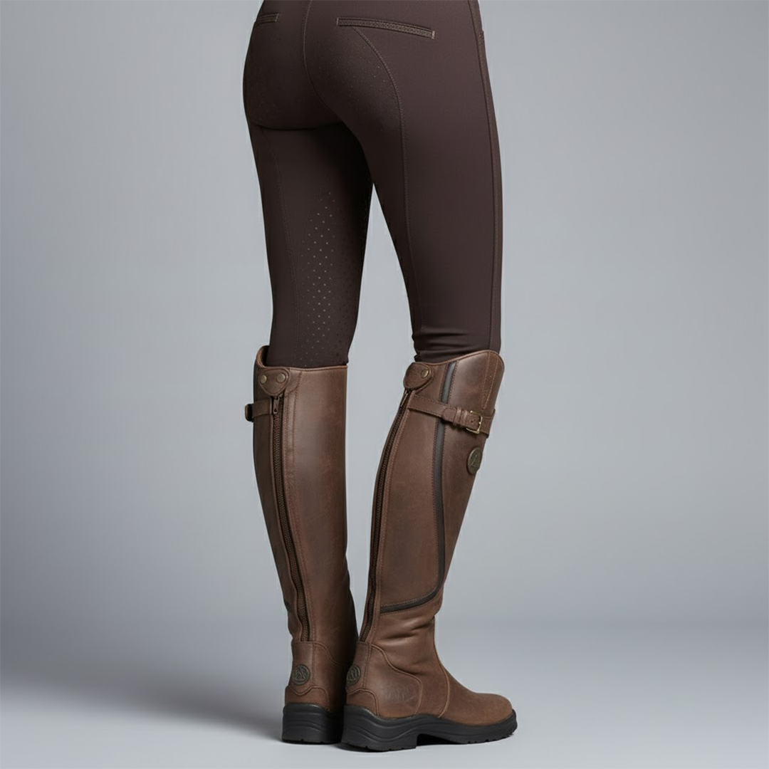 Women's Leather Riding Boots – Supportive Comfort Knee-High Outdoor Boots
