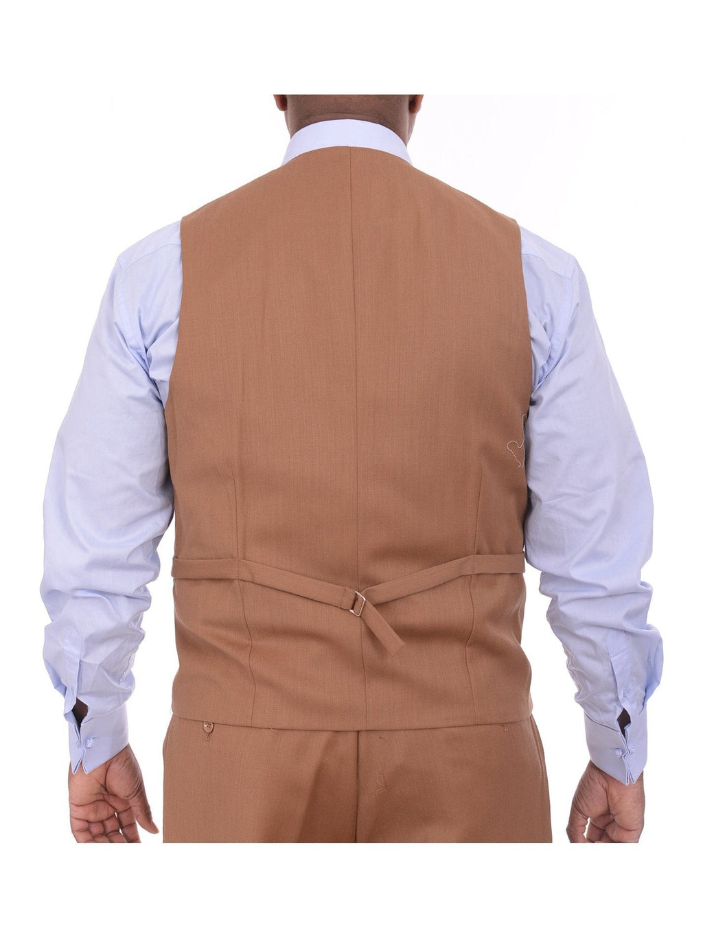 Men's Solid Brown 3-Piece Wool Suit Peak Lapel – view 5