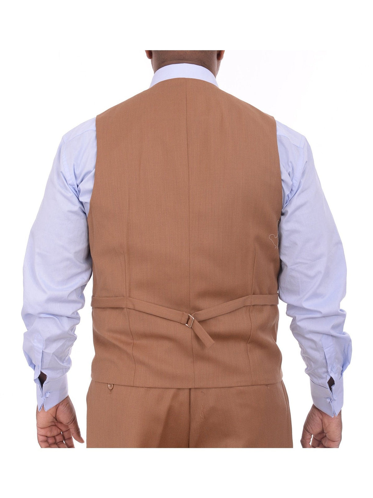 Men's Solid Brown 3-Piece Wool Suit Peak Lapel – view 5