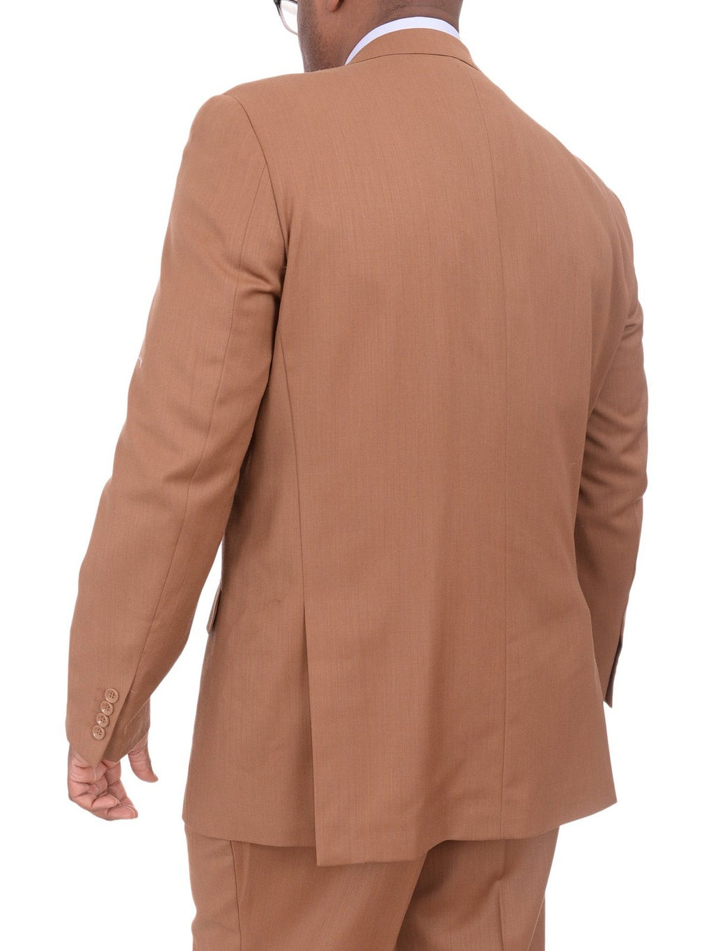Men's Solid Brown 3-Piece Wool Suit Peak Lapel – view 8