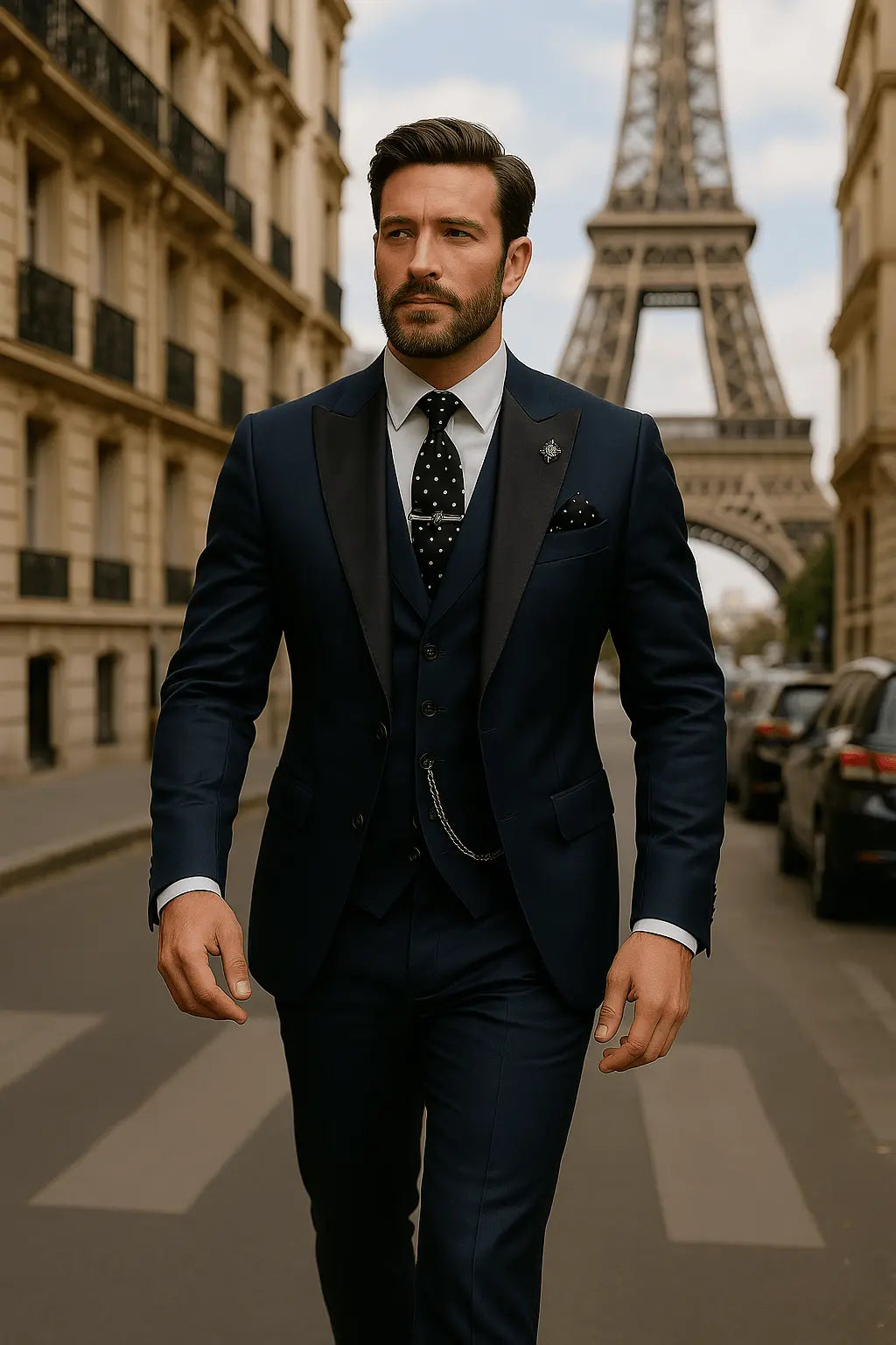 Men's Three-Piece Suit – Slim-Fit Blazer, Waistcoat & Trousers for Weddings & Business