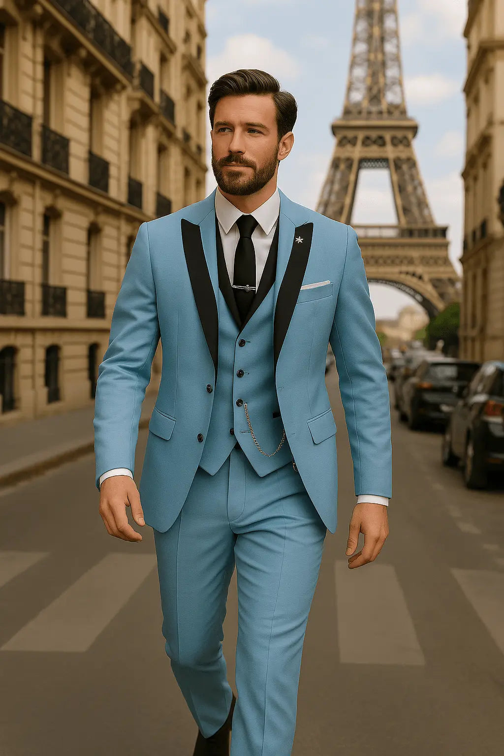 Men's Three-Piece Suit – Slim-Fit Blazer, Waistcoat & Trousers for Weddings & Business