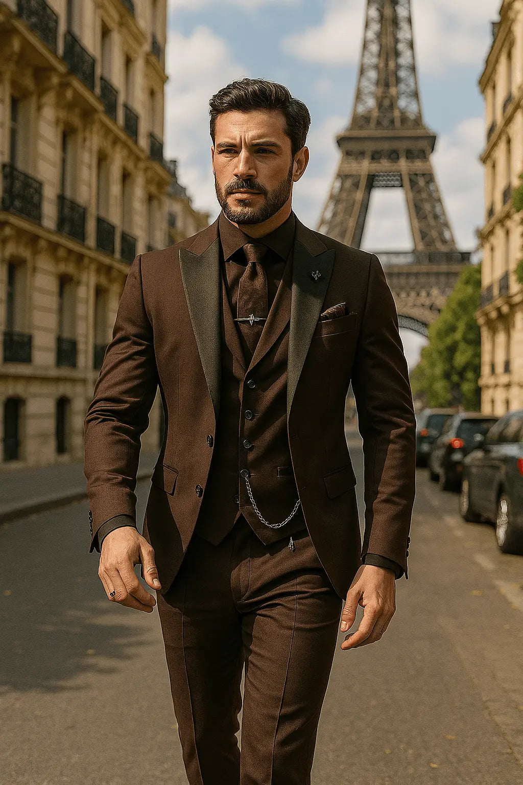 Men's Three-Piece Suit – Slim-Fit Blazer, Waistcoat & Trousers for Weddings & Business