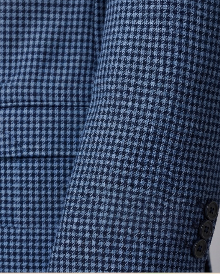 Men's Blue Houndstooth Modern Fit Notch Lapel 2-Button Wool Sport Coat – view 2