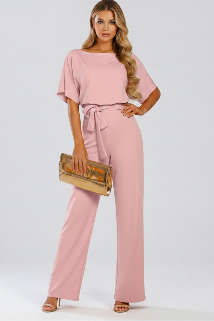 Women's Wide-Leg Jumpsuit with Belt – Tailored Structured One-Piece