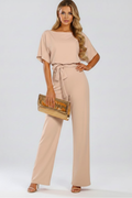 Women's Wide-Leg Jumpsuit with Belt – Tailored Structured One-Piece