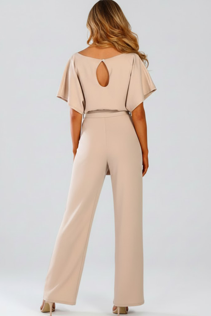 Women's Wide-Leg Jumpsuit with Belt – Tailored Structured One-Piece