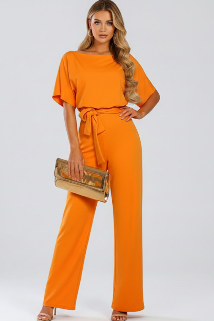 Women's Wide-Leg Jumpsuit with Belt – Tailored Structured One-Piece