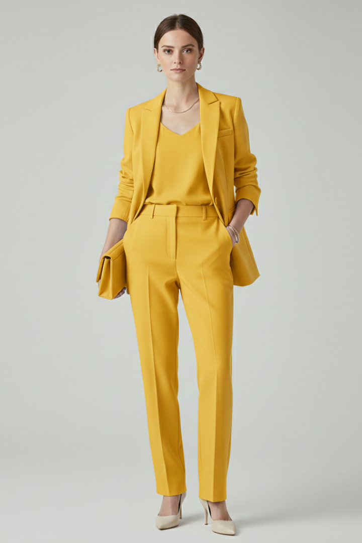 Women's Suit Set – Fitted Tailored Blazer & Straight-Leg Trousers for Workwear