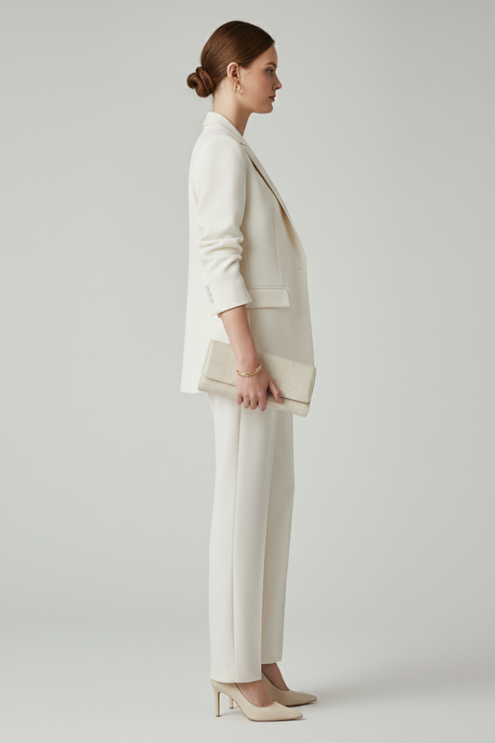 Women's Suit Set – Fitted Tailored Blazer & Straight-Leg Trousers for Workwear