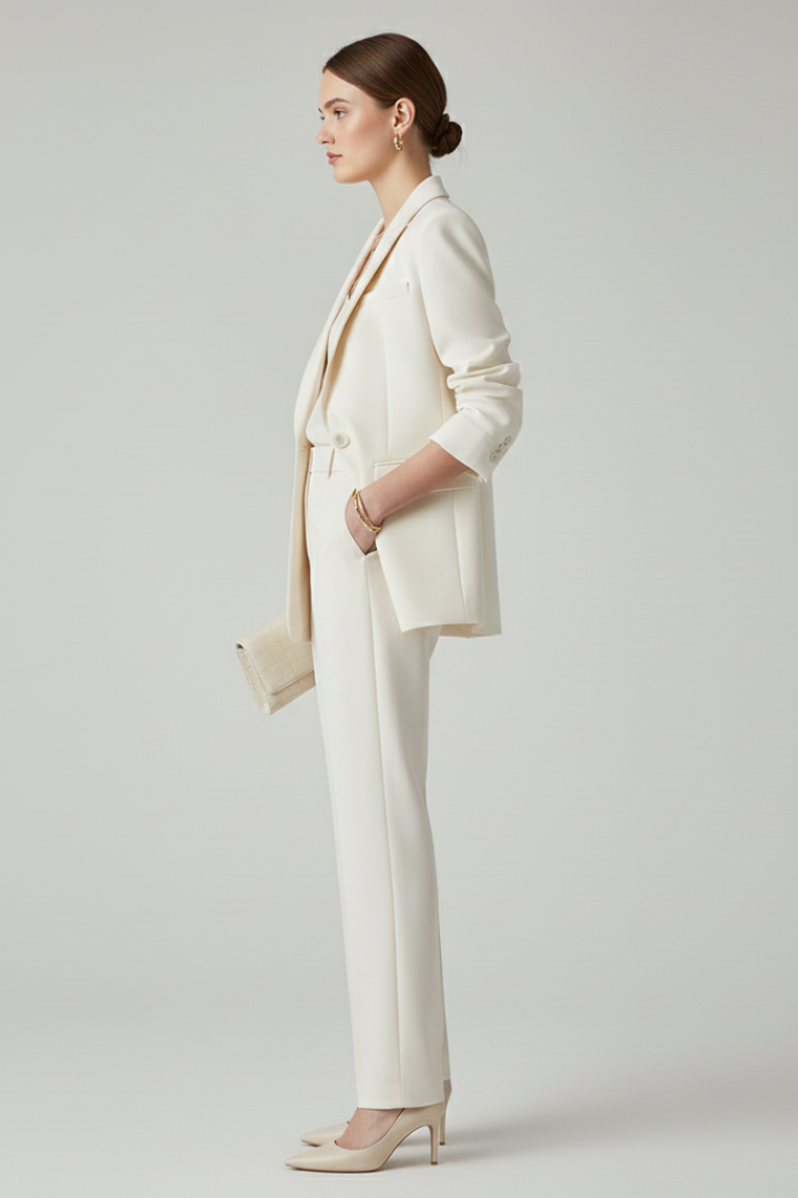 Women's Suit Set – Fitted Tailored Blazer & Straight-Leg Trousers for Workwear