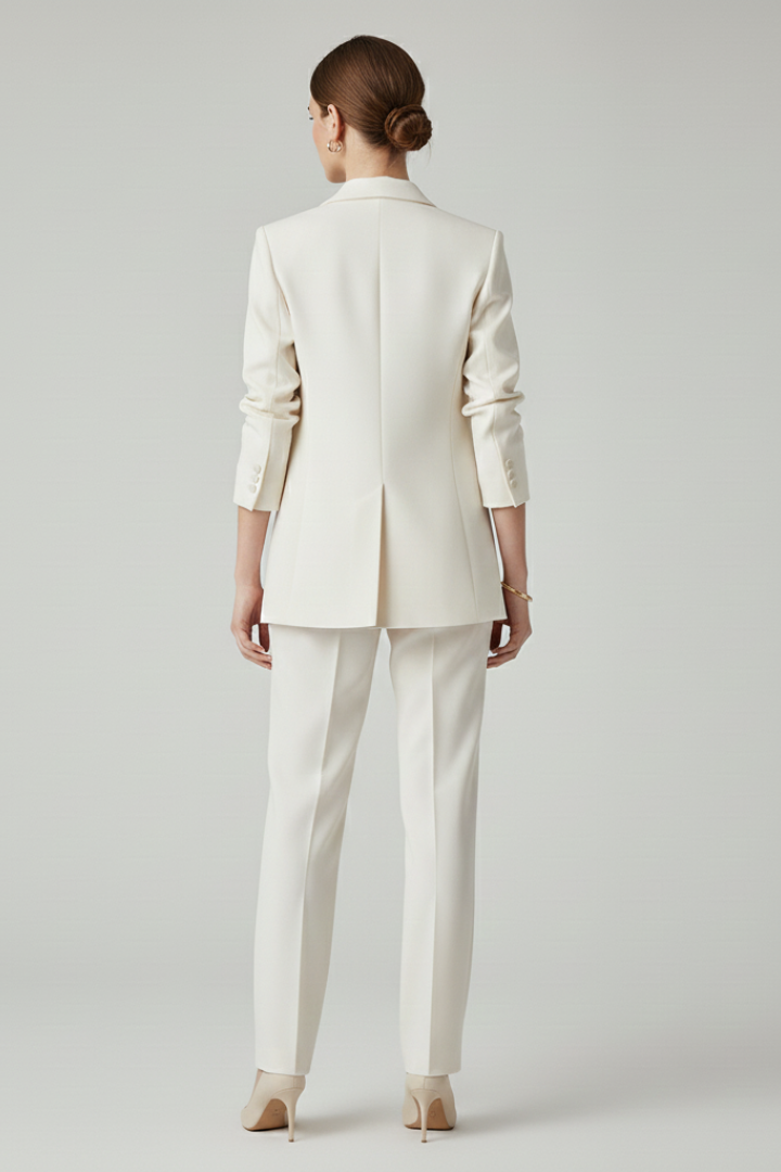 Women's Suit Set – Fitted Tailored Blazer & Straight-Leg Trousers for Workwear