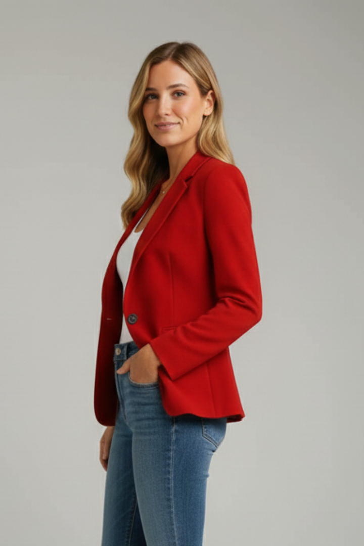 Women's Blazer with Notched Collar – Tailored Single Jacket for Office & Smart Wear