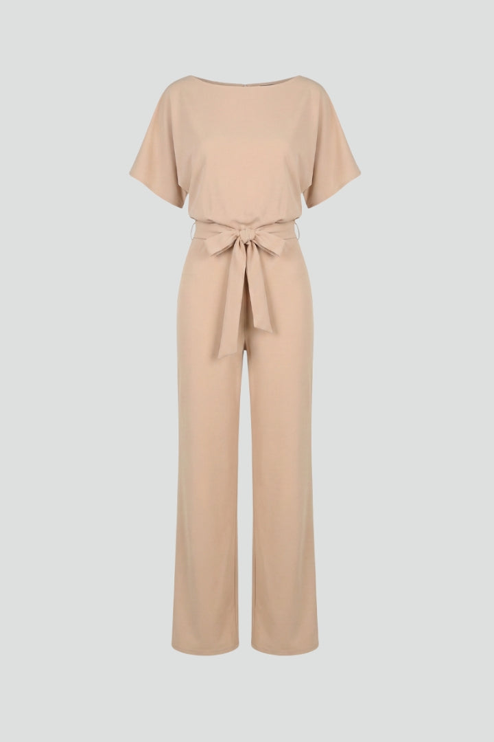 Women's Wide-Leg Jumpsuit with Belt – Tailored Structured One-Piece