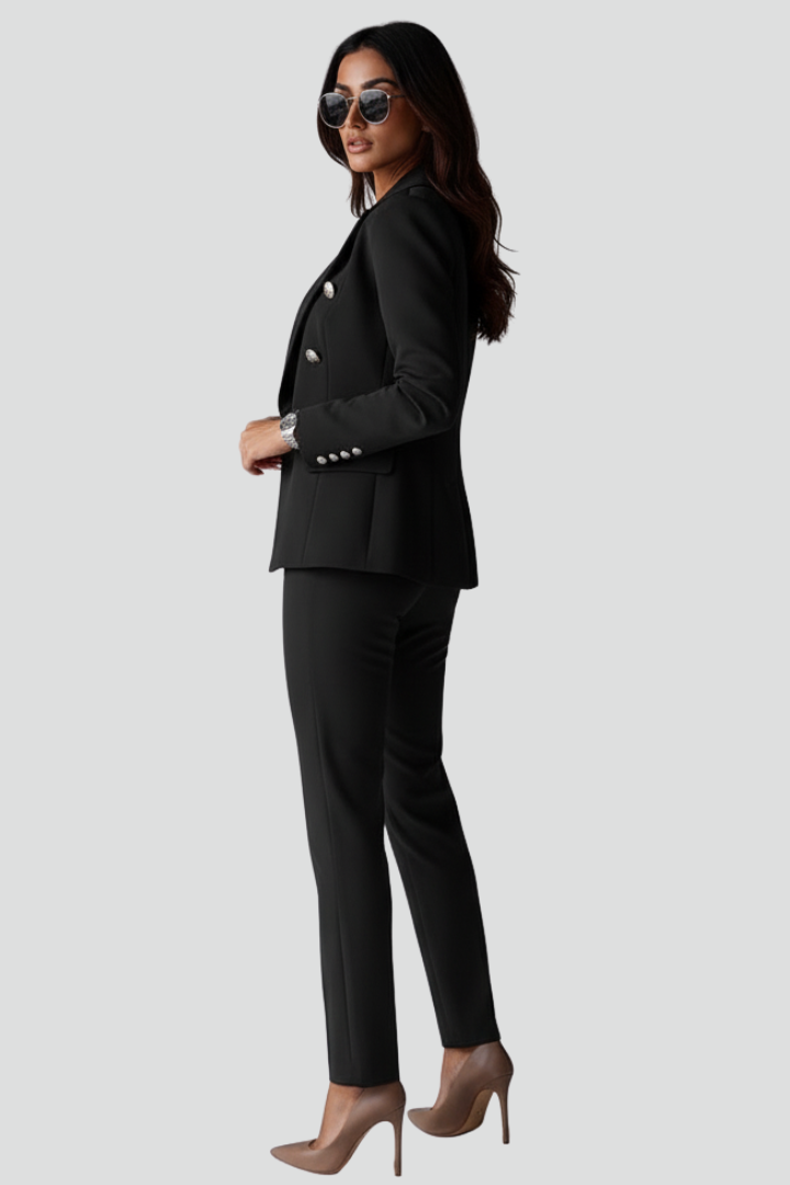 Women's Two-Piece Suit Set – Tailored Blazer & Straight-Leg Trousers for Office & Workwear
