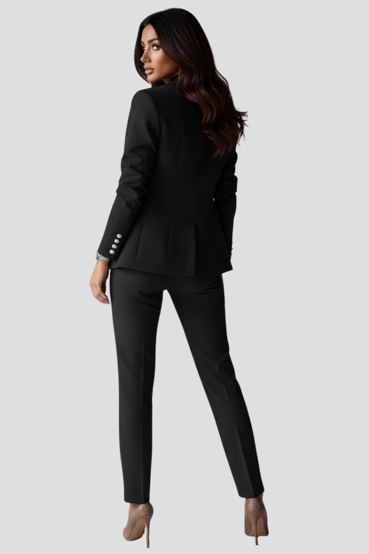 Women's Two-Piece Suit Set – Tailored Blazer & Straight-Leg Trousers for Office & Workwear