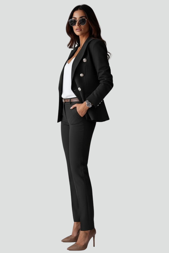 Women's Two-Piece Suit Set – Tailored Blazer & Straight-Leg Trousers for Office & Workwear