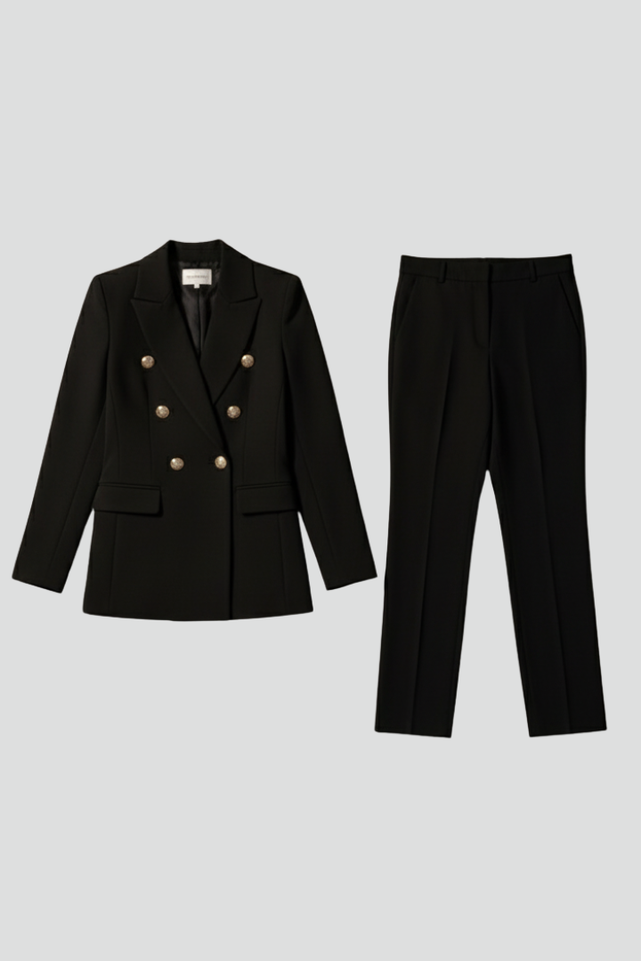 Women's Two-Piece Suit Set – Tailored Blazer & Straight-Leg Trousers for Office & Workwear