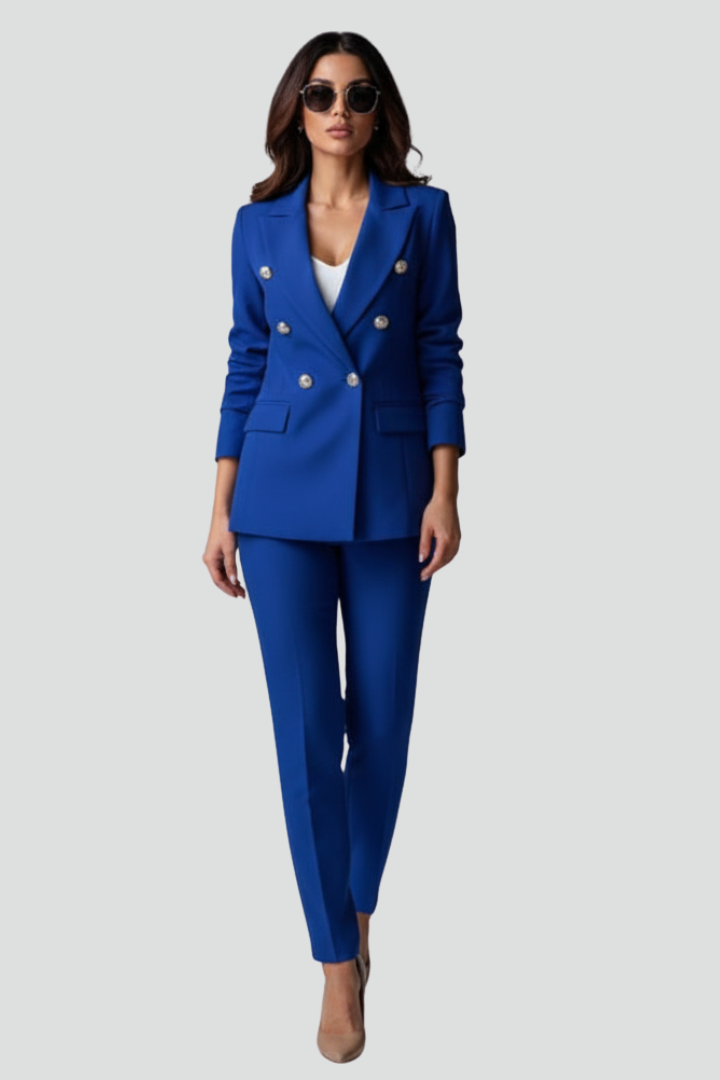 Women's Two-Piece Suit Set – Tailored Blazer & Straight-Leg Trousers for Office & Workwear