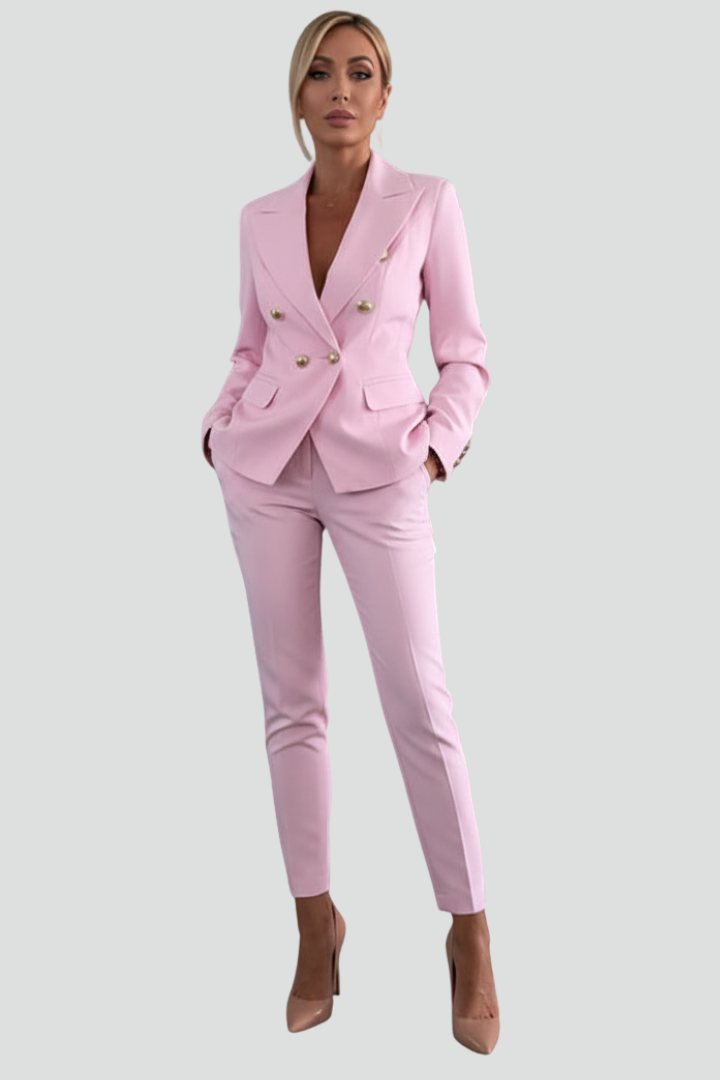 Women's Two-Piece Suit Set – Tailored Blazer & Straight-Leg Trousers for Office & Workwear