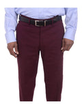 Men's Slim Fit Solid Burgundy Stretch Cotton Casual Pants