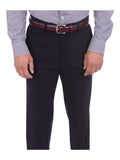 Men's Slim Fit Solid Navy Flat Front Khakis Casual Pants