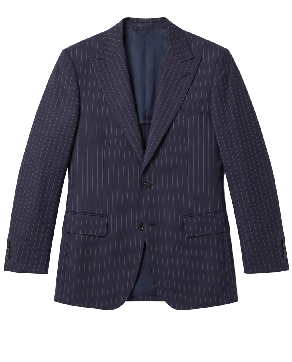 Men's Navy & Orange Pinstripe Slim Fit 2-Button Wool Suit – view 2