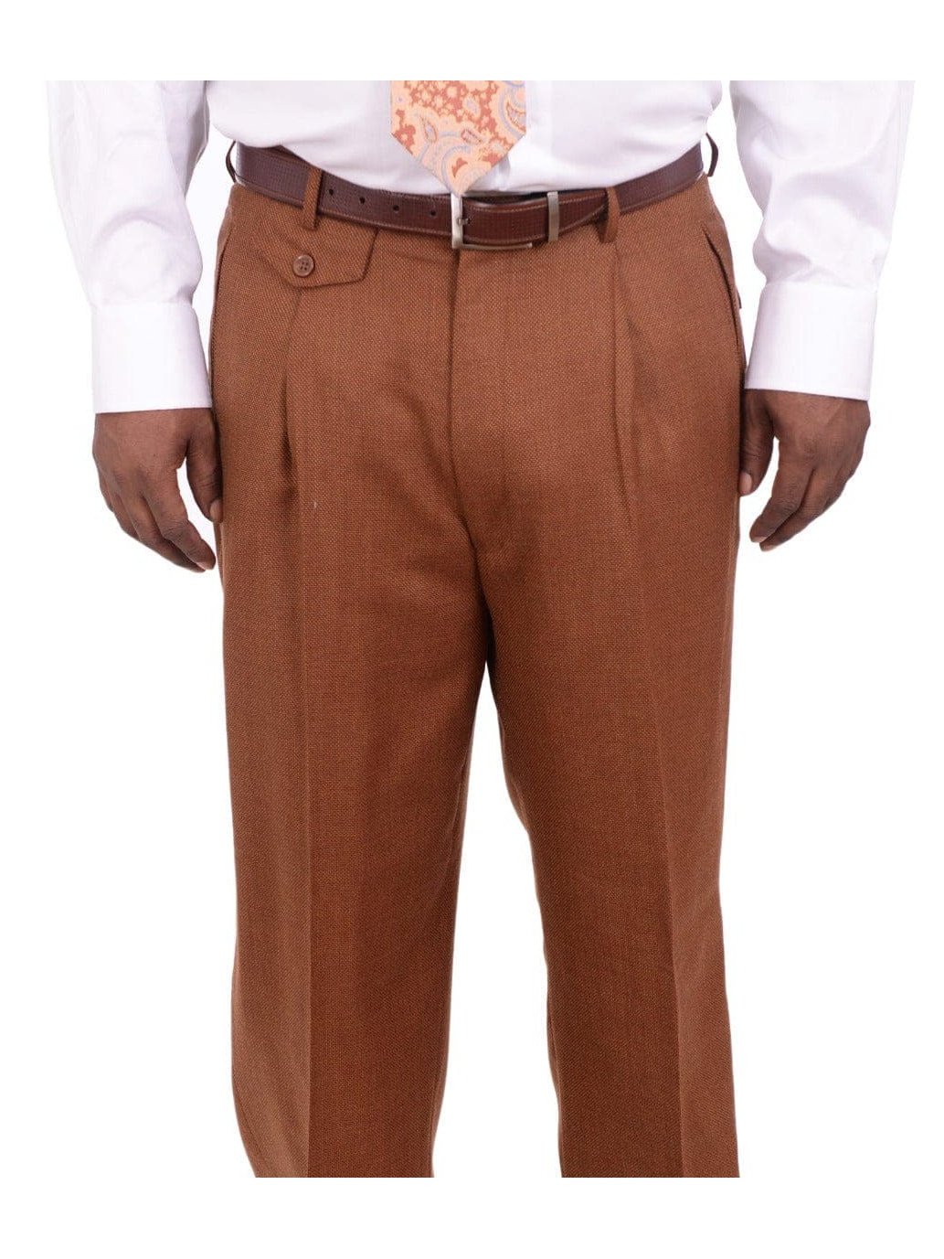 Men's Classic Fit Rust Brown Check 3-Piece Wool Suit Peak Lapels – view 4