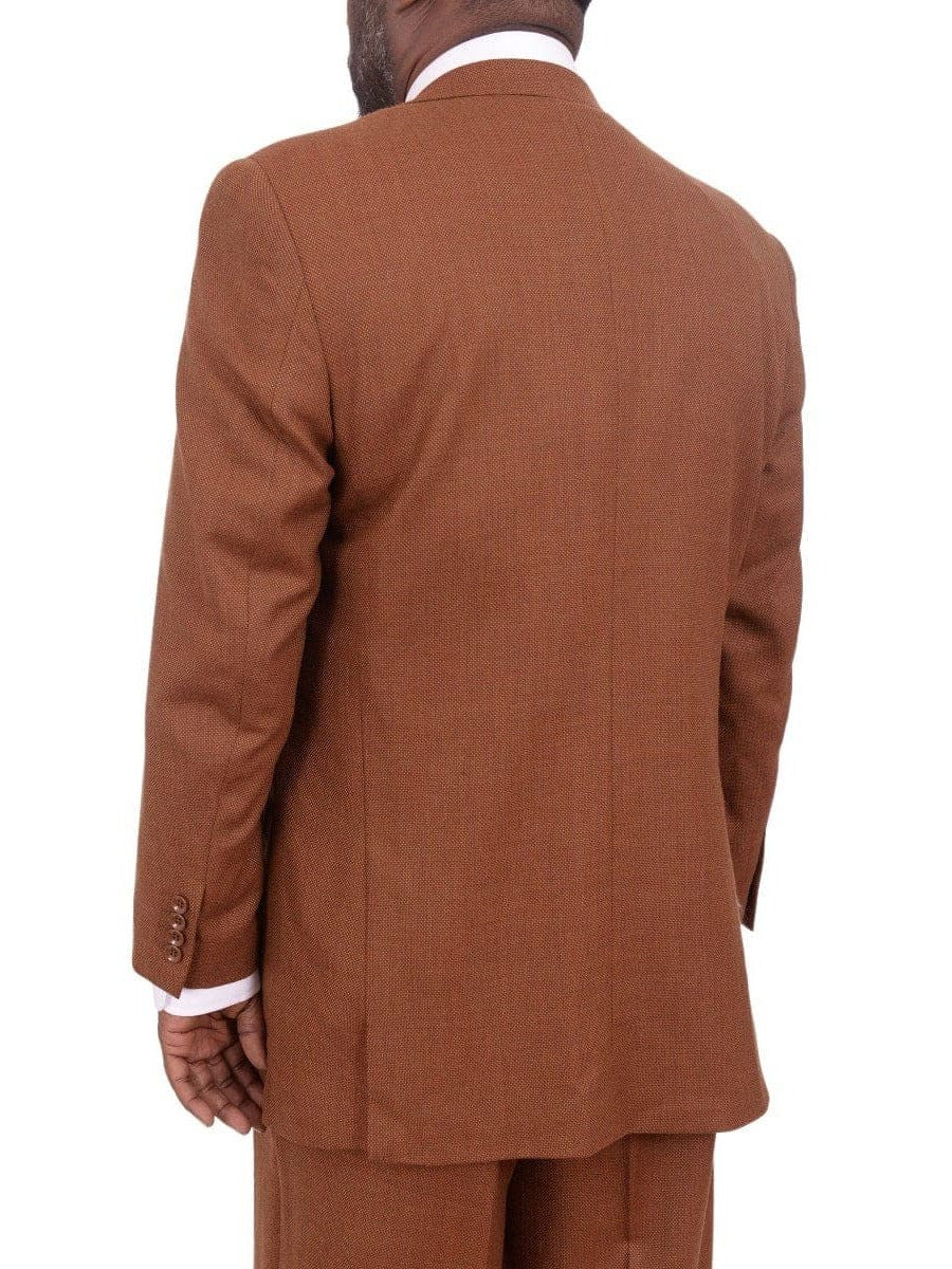 Men's Classic Fit Rust Brown Check 3-Piece Wool Suit Peak Lapels – view 7