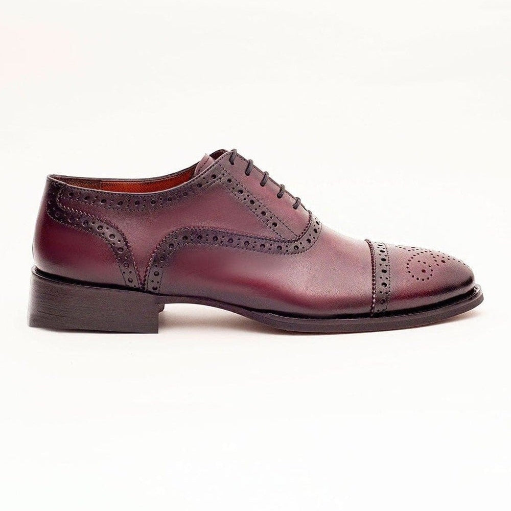 Men's Burgundy Oxford Lace Up Leather Dress Shoes – view 8