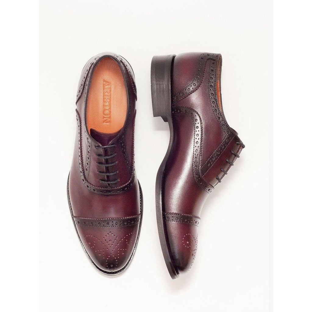 Men's Burgundy Oxford Lace Up Leather Dress Shoes – view 3
