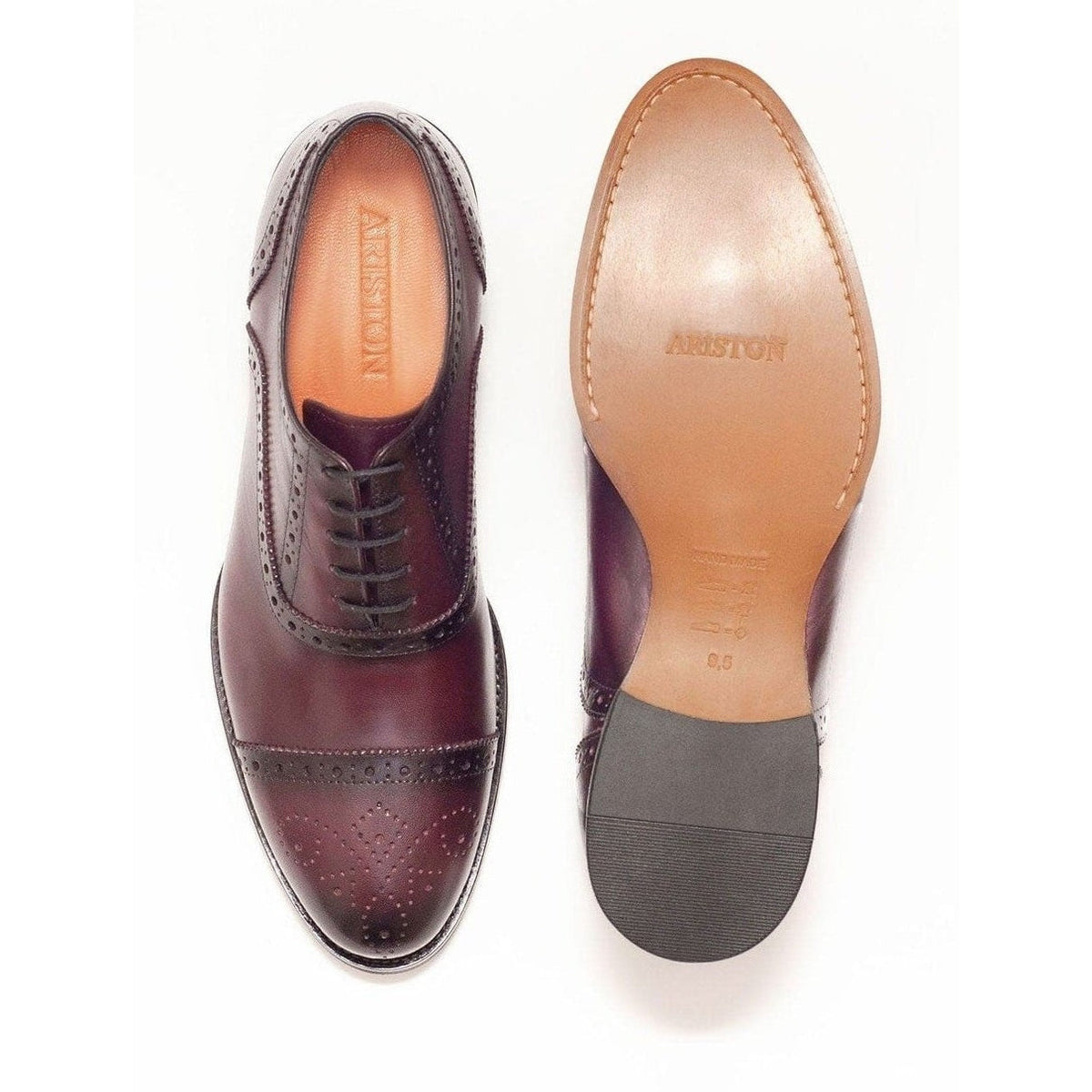 Men's Burgundy Oxford Lace Up Leather Dress Shoes – view 4