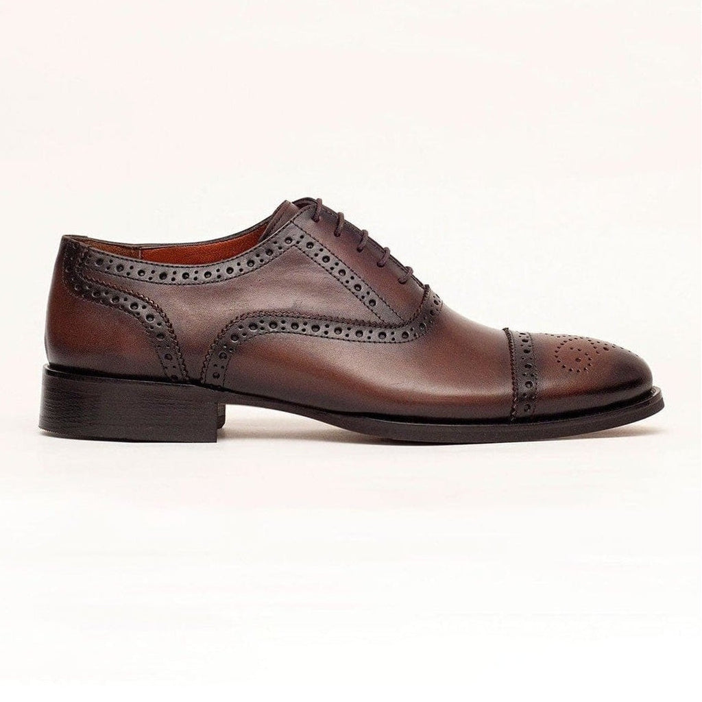 Men's Chestnut Brown Lace Up Oxford Leather Dress Shoes – view 2