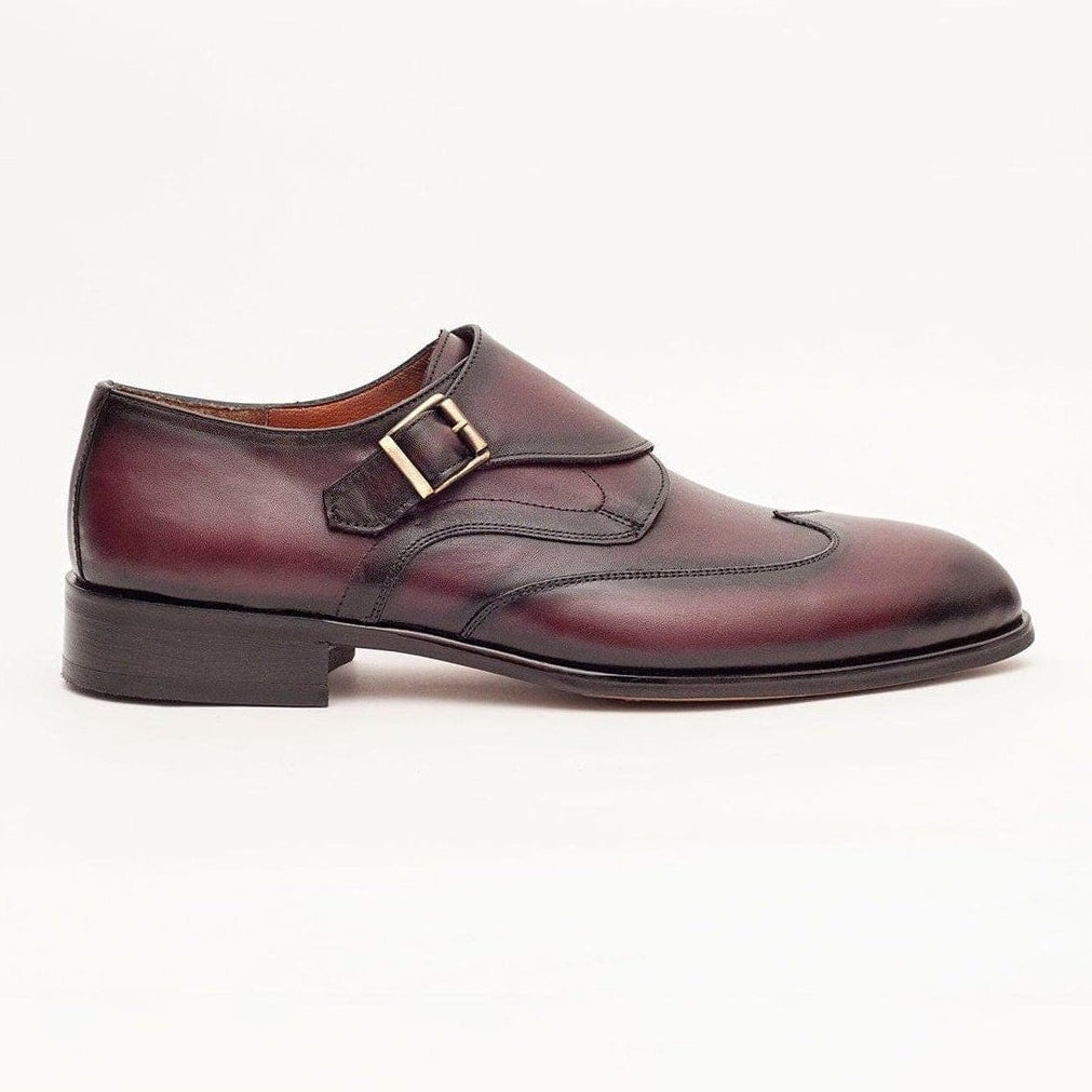 Men's Burgundy Single Monk Strap Leather Dress Shoes – view 2