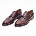 Men's Burgundy Single Monk Strap Leather Dress Shoes