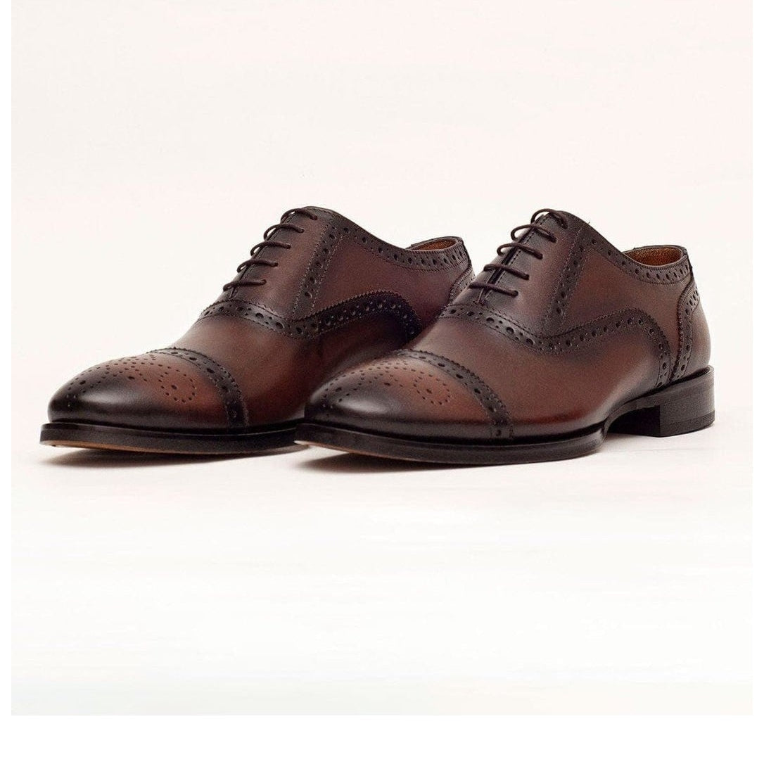 Men's Chestnut Brown Oxford Lace Up Leather Dress Shoes